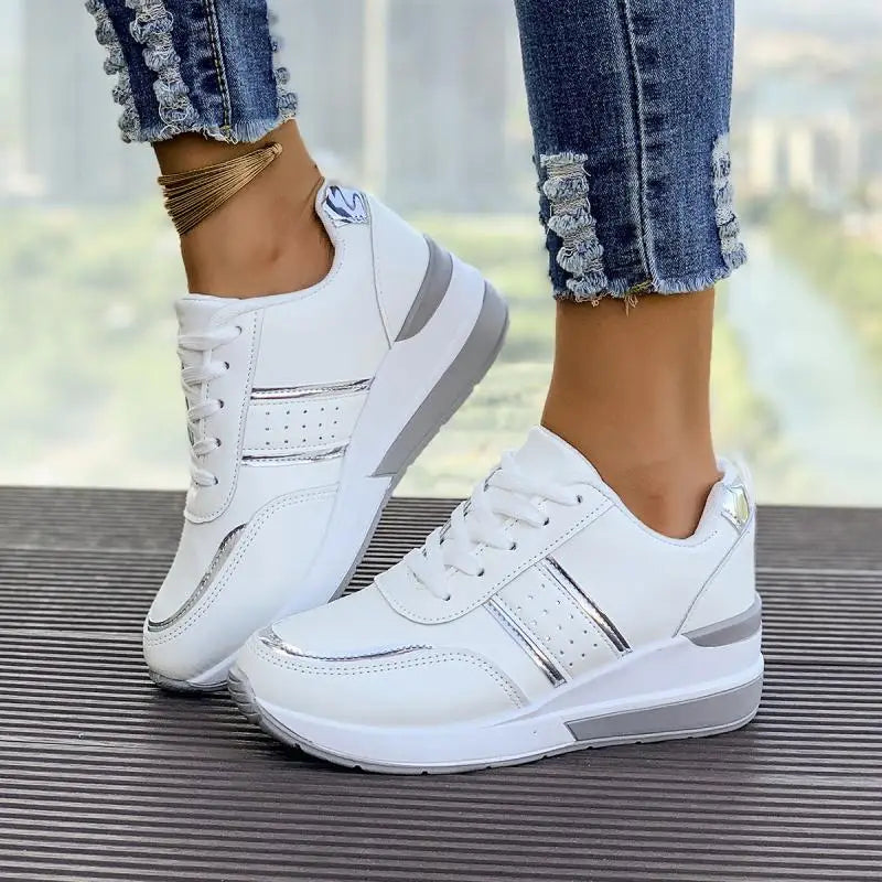 Comfortable White Wedge Sneakers for Women