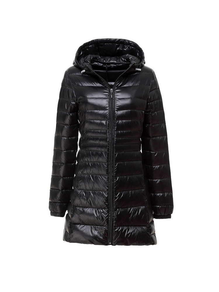 Ivyshape | Women's Ultra Light Hooded Long Down Jacket