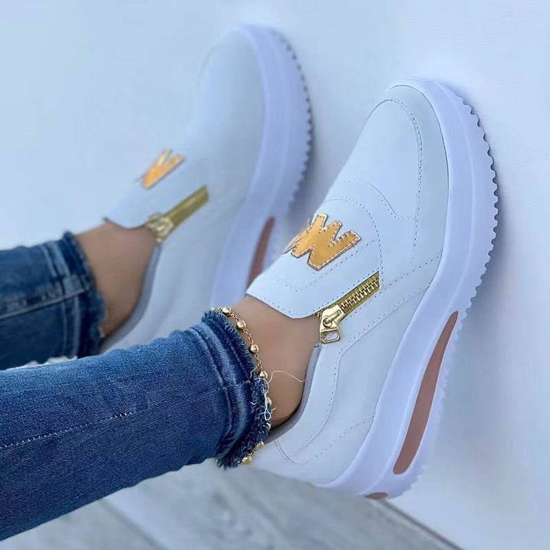 Side Zipper Platform Sneakers for Women