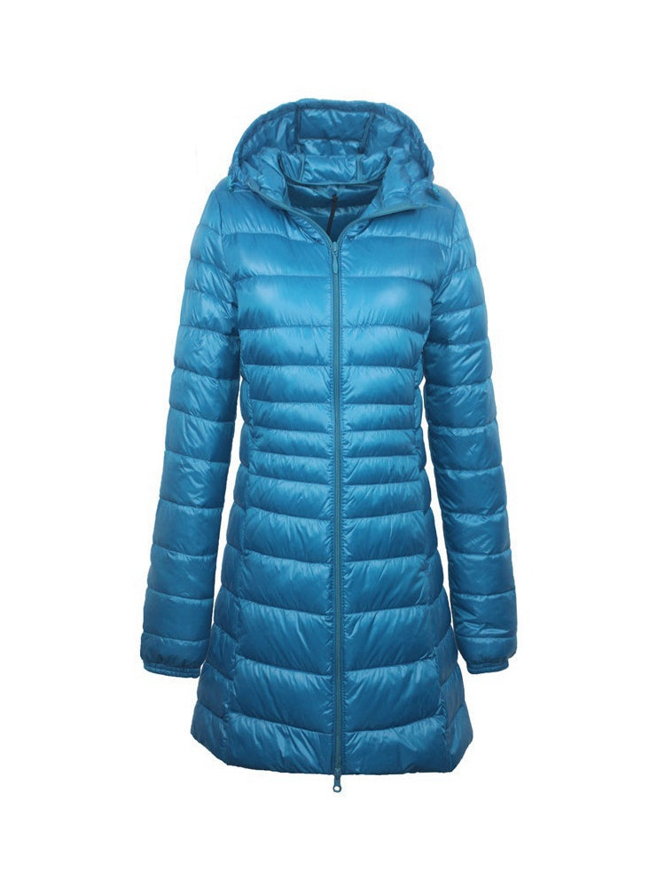 Ivyshape | Women's Ultra Light Hooded Long Down Jacket