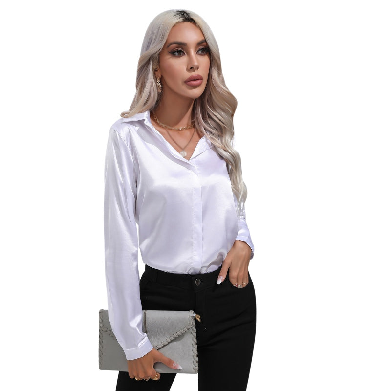 Ivyshape | Sleek Satin Work Shirt for Women