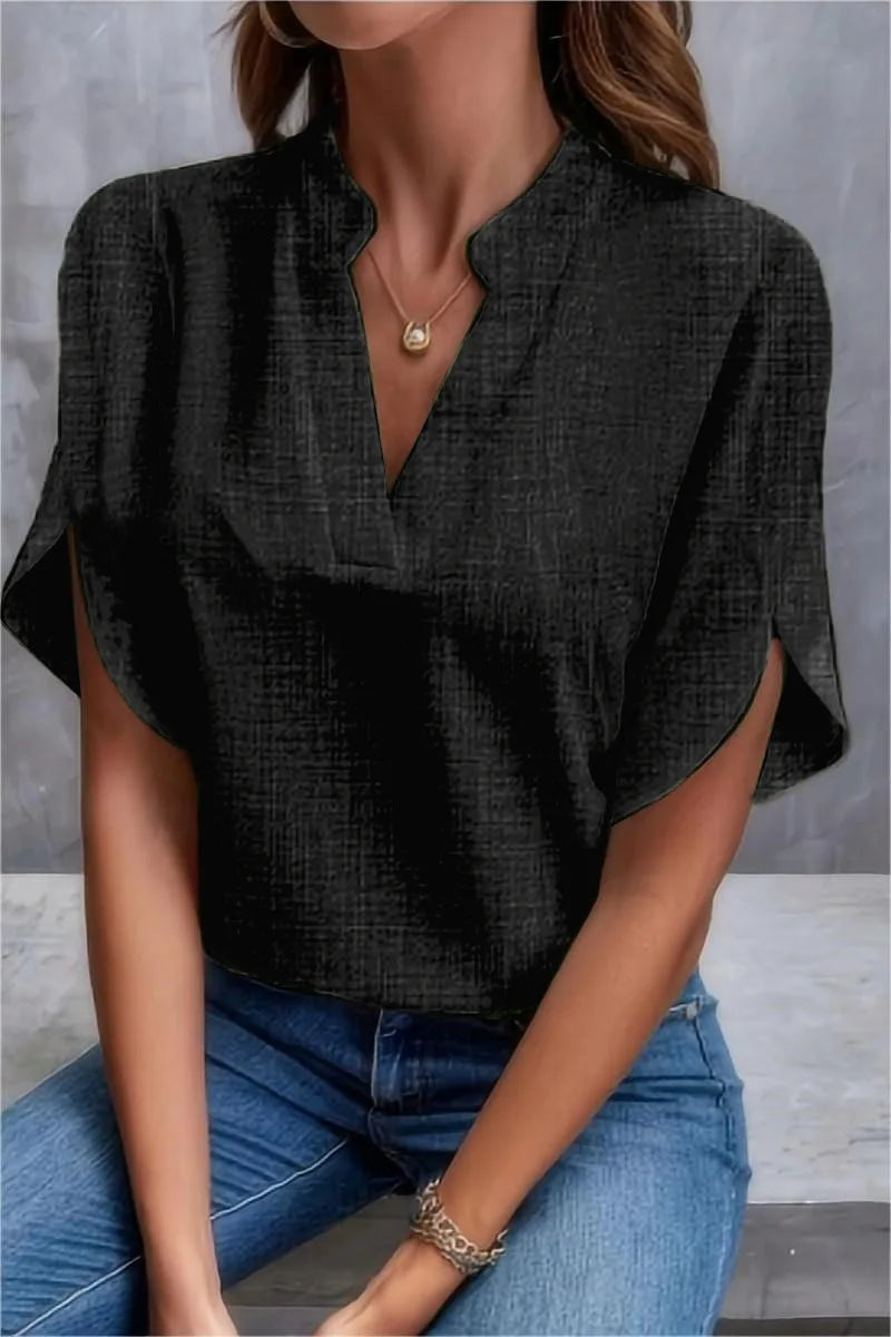 Off-Shoulder V-Neck Summer Blouse