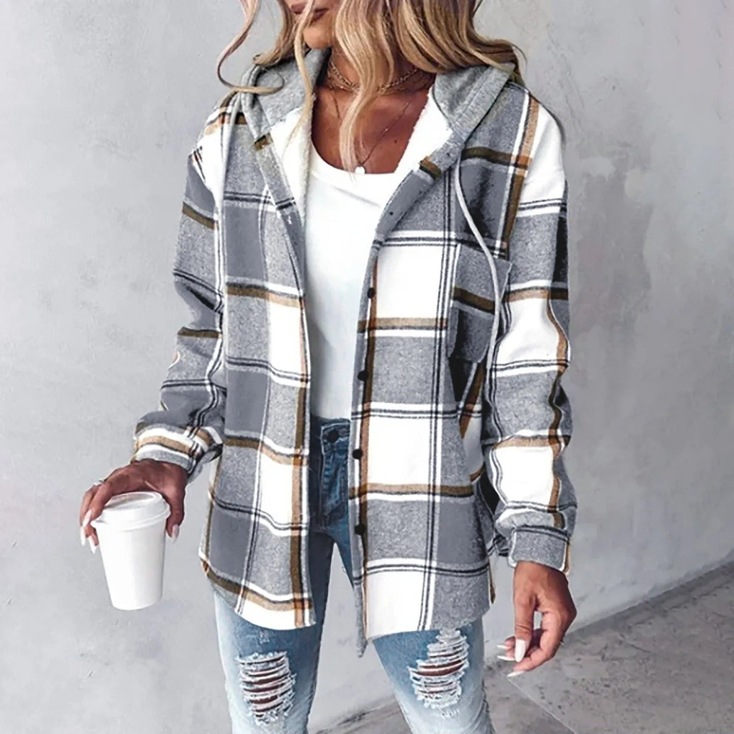 Ivyshape | Plaid Checked Button Cardigan