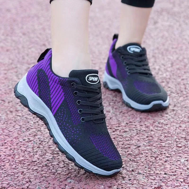 Women's Breathable Mesh Lace-Up Running Sneakers