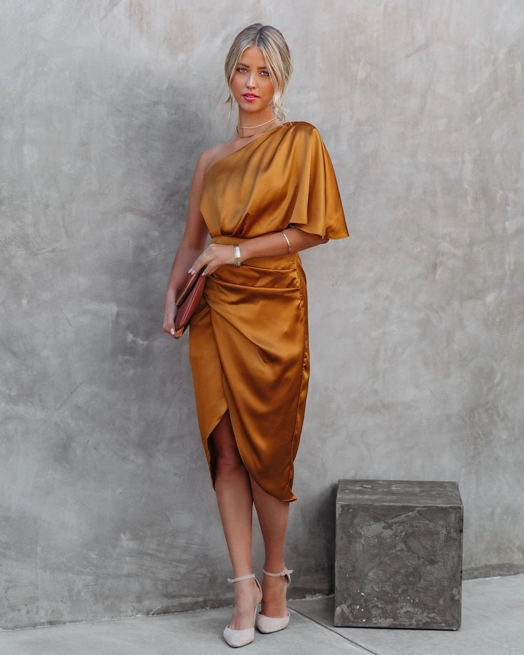 Ivyshape | Long Dress with One Shoulder