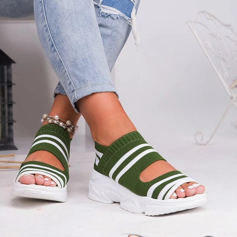 Striped Comfort Sneaker Sandals