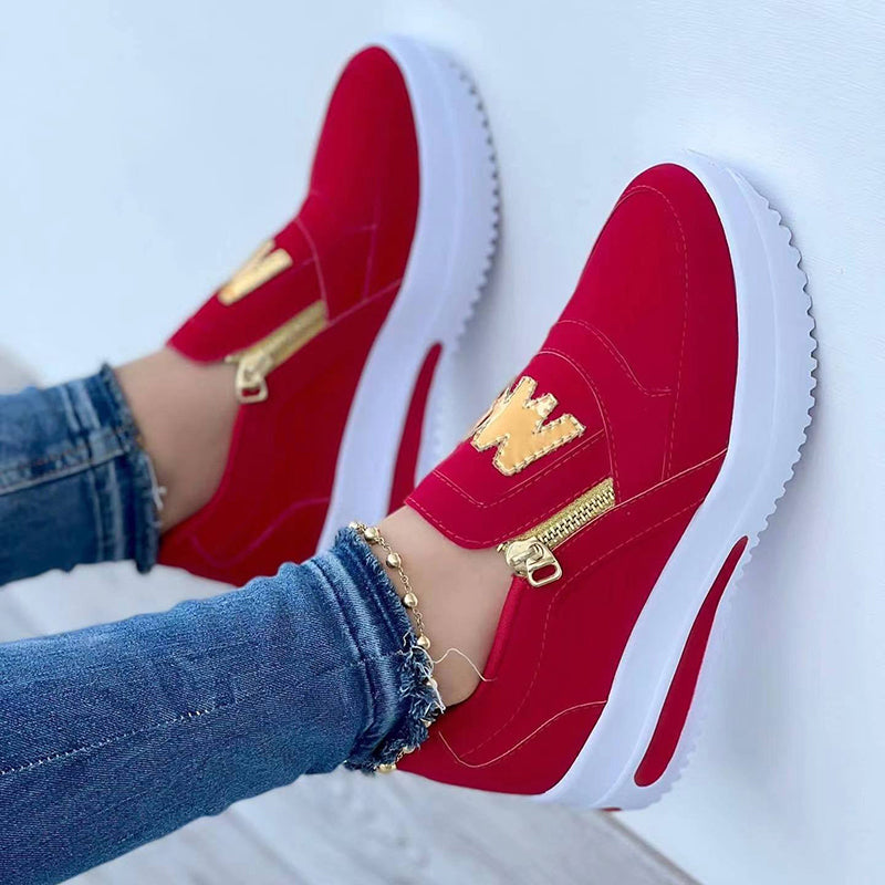 Side Zipper Platform Sneakers for Women