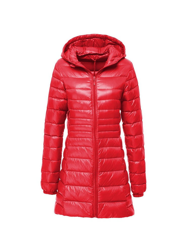 Ivyshape | Women's Ultra Light Hooded Long Down Jacket