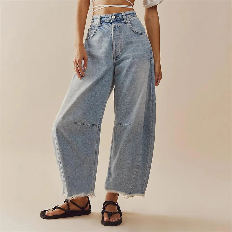 Ivyshape | Women's Stylish Wide Leg Jeans High Waist