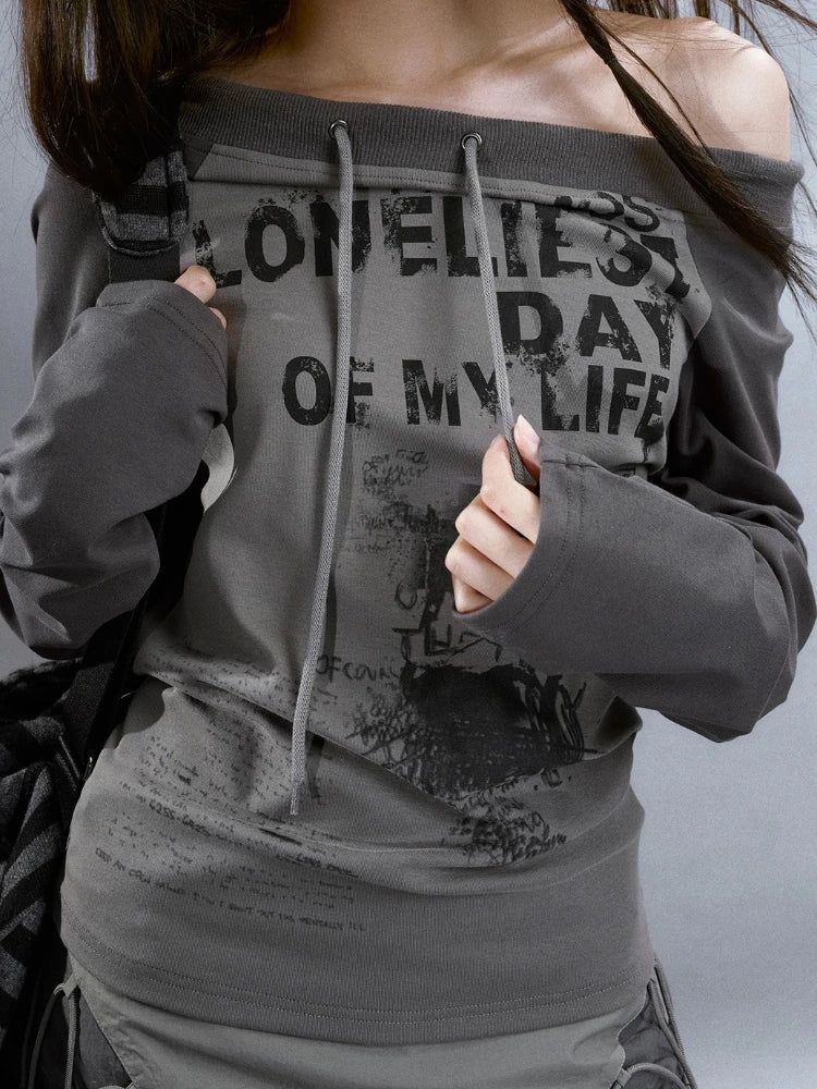 "Loneliest Day Of My Life" Off-Shoulder Sweatshirt