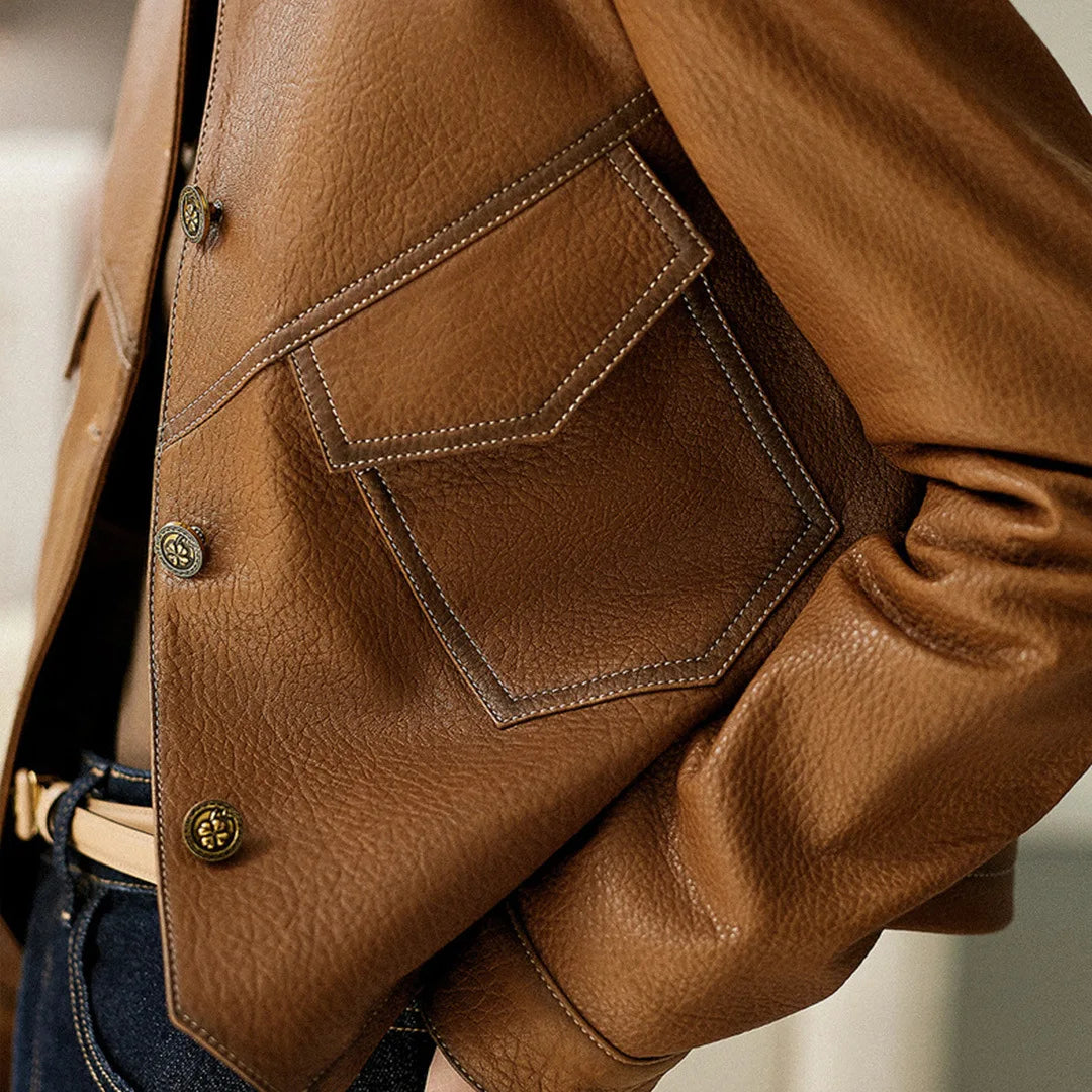 Ivyshape | Modern Vegan Leather Jacket