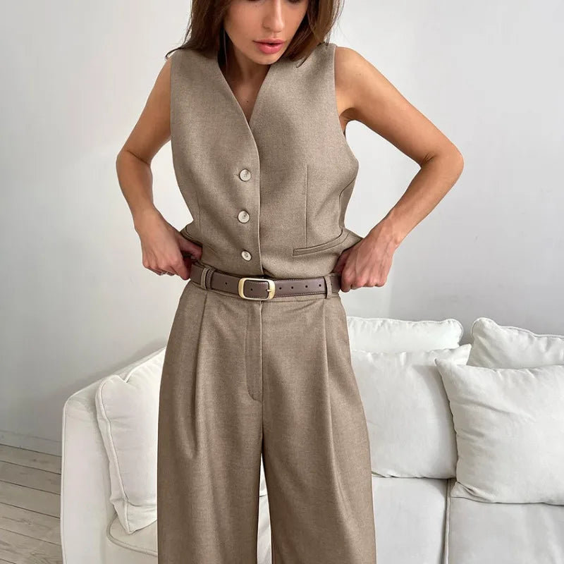 Ivyshape | Casual Vest Trouser Suit