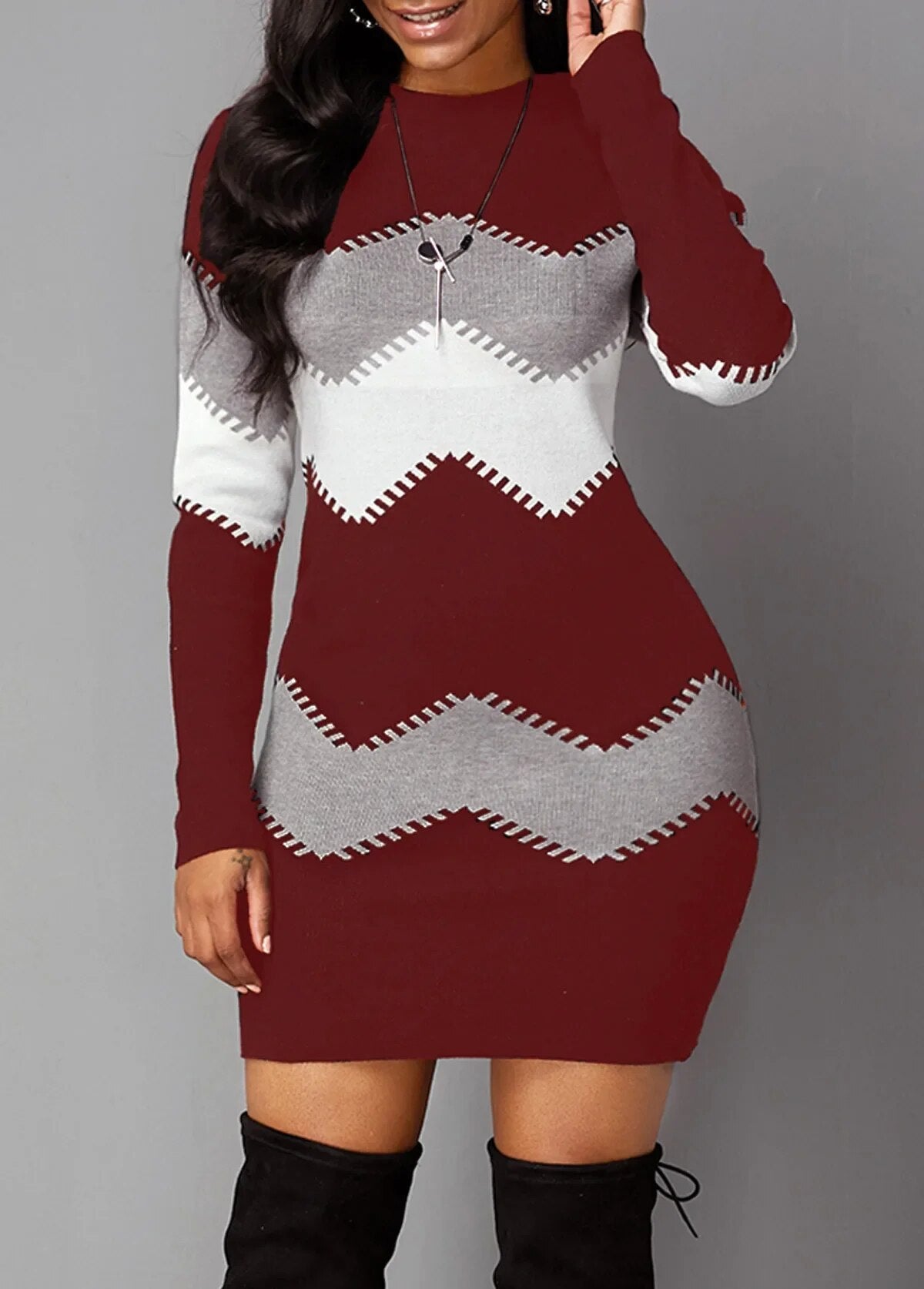 Ivyshape | Women's Long Sleeve Dress