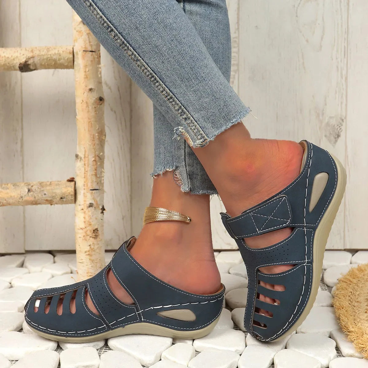 Cut-Out Wedge Sandals