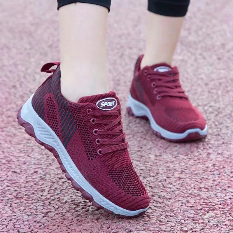 Women's Breathable Mesh Lace-Up Running Sneakers