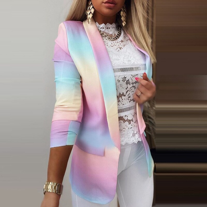 Ivyshape | Long Sleeve Tie-Dye Blazer