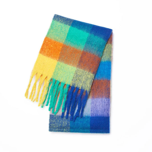 Ivyshape | Thick Warm Cashmere Rainbow Scarf