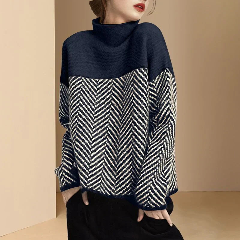 Ivyshape | with High Collar and Houndstooth Pattern