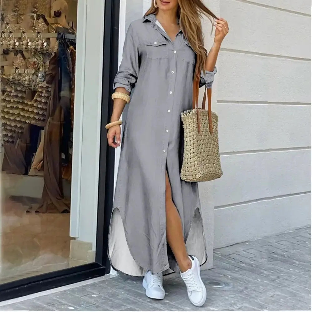 Ivyshape | Long Shirt Dress