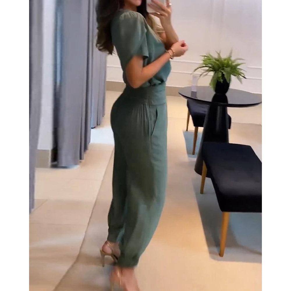 Ivyshape | V-Neck Jumpsuit for Women