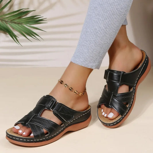 Ivyshape | Women's Vintage Orthopedic Wedge Sandals