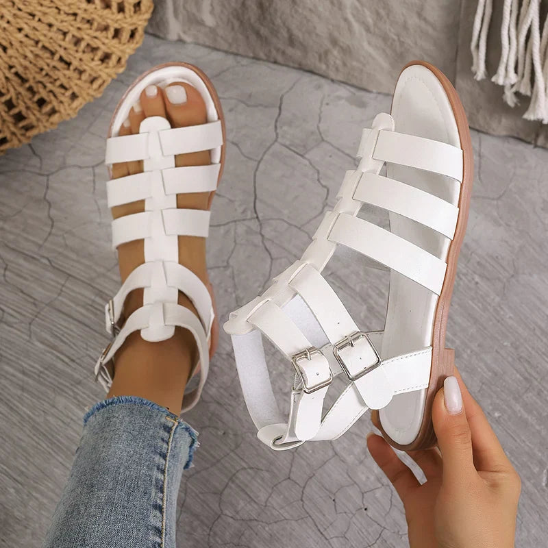 Ivyshape | Elegant Women's Sandals Brown White