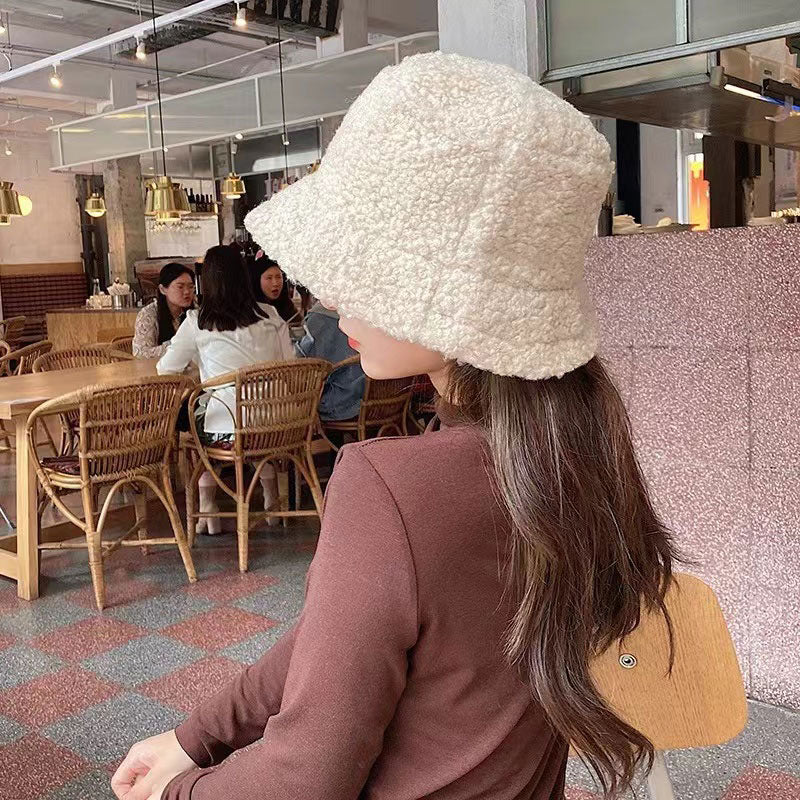 Ivyshape | Women's Lambswool Bucket Hat Warm Outdoor Panama Hat for Women