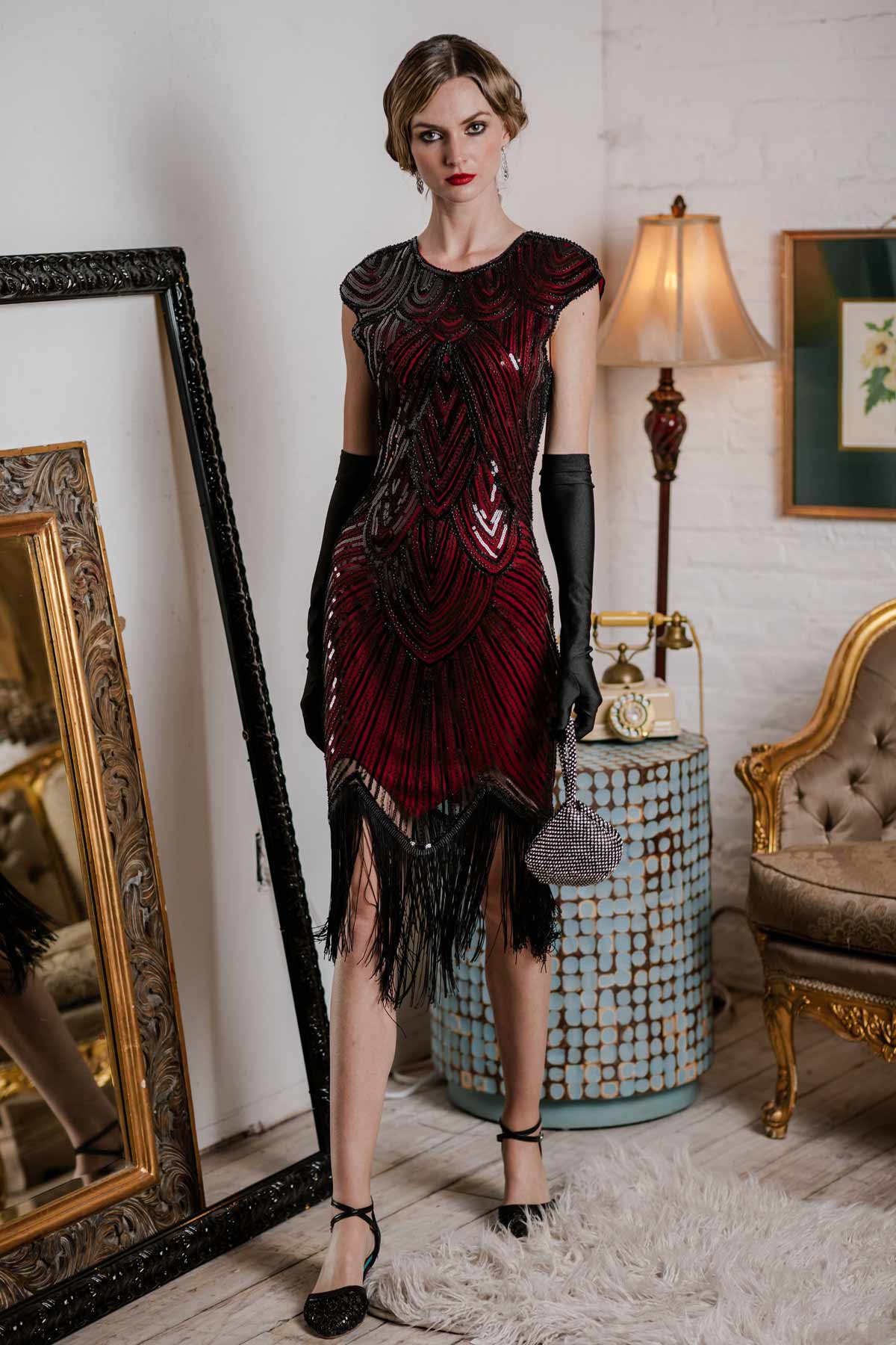 Sequin Beaded Fringed Dress