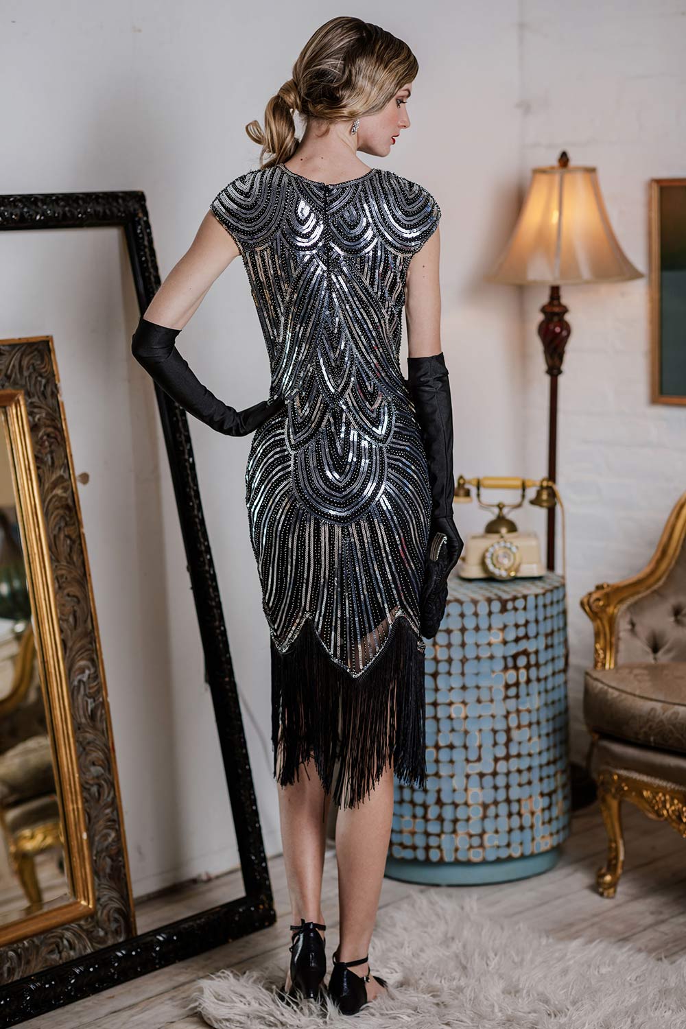 Sequin Beaded Fringed Dress