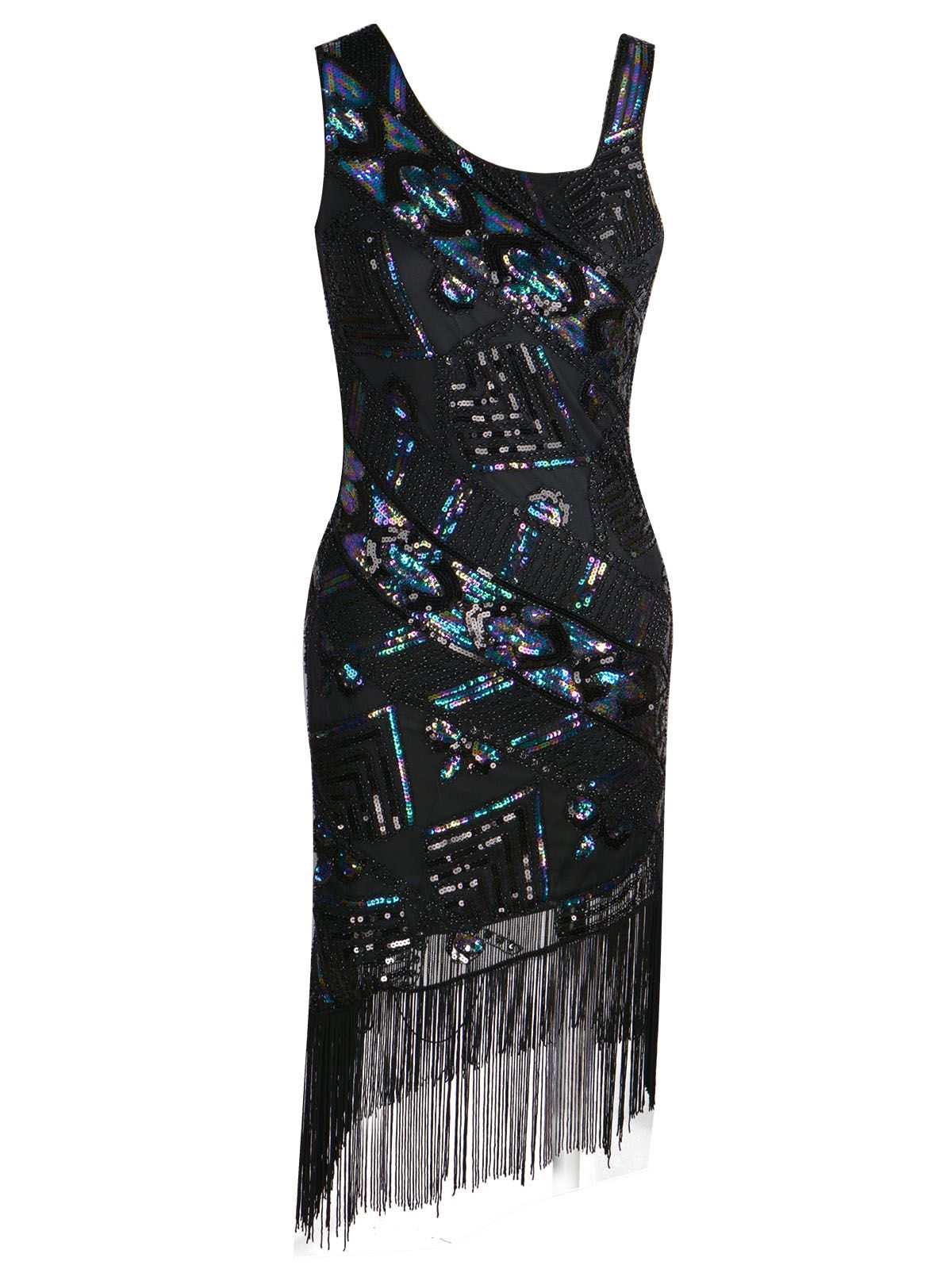 Sequined Tassel  Asymmetrical Dress