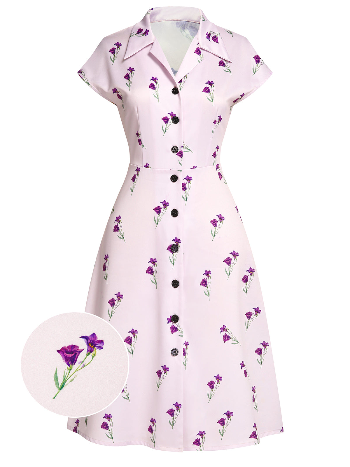 Purple Petunia Lapel Dress