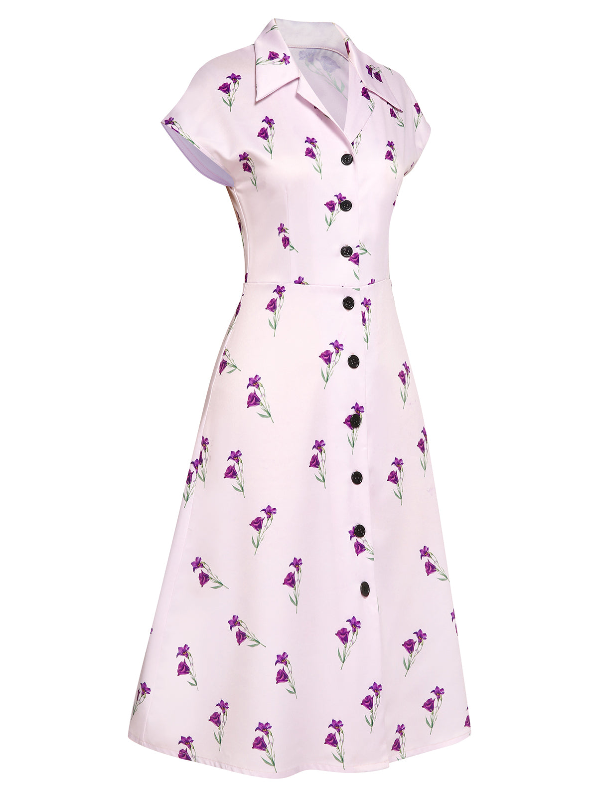 Purple Petunia Lapel Dress