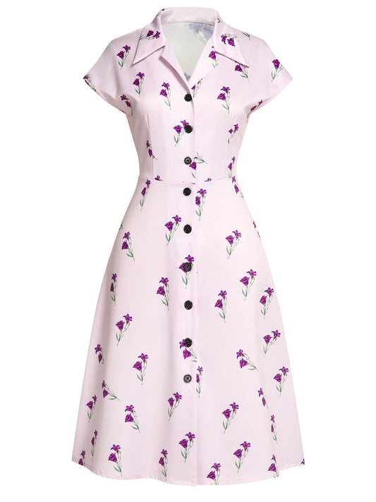 Purple Petunia Lapel Dress