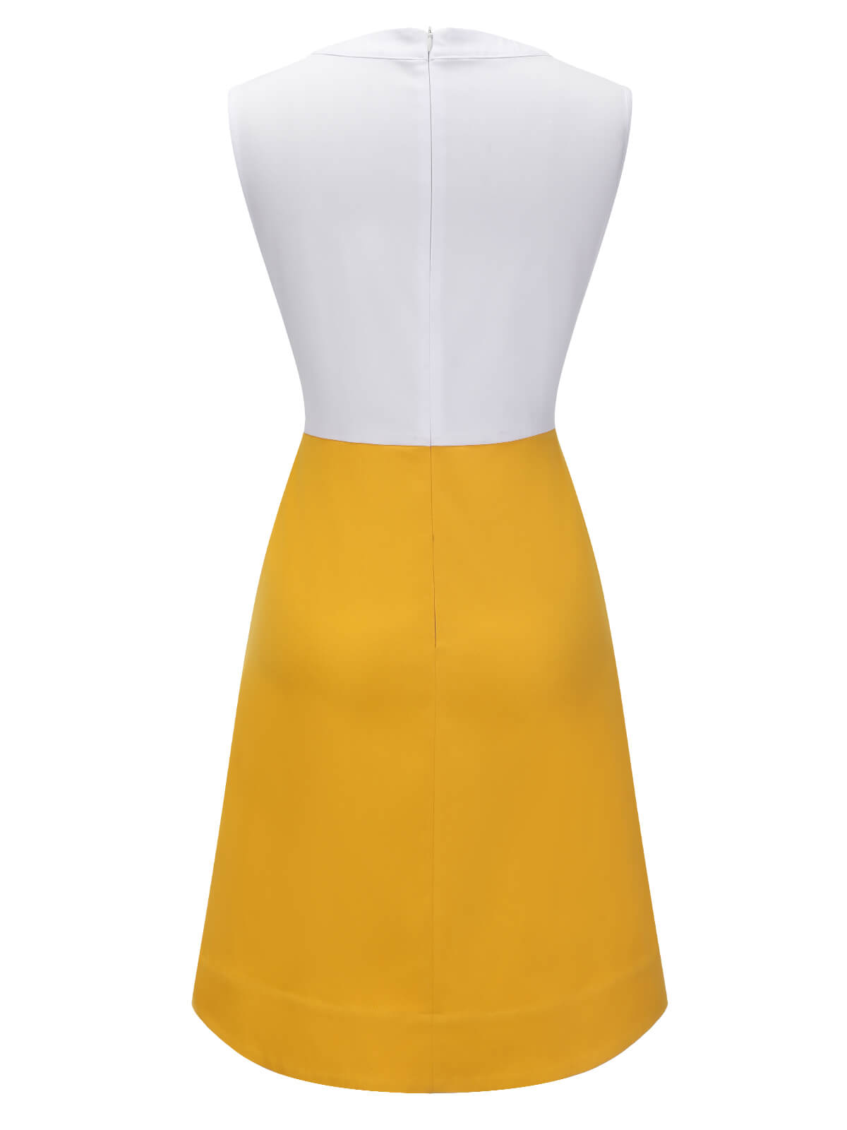 White & Yellow  Bowknot Patchwork Dress