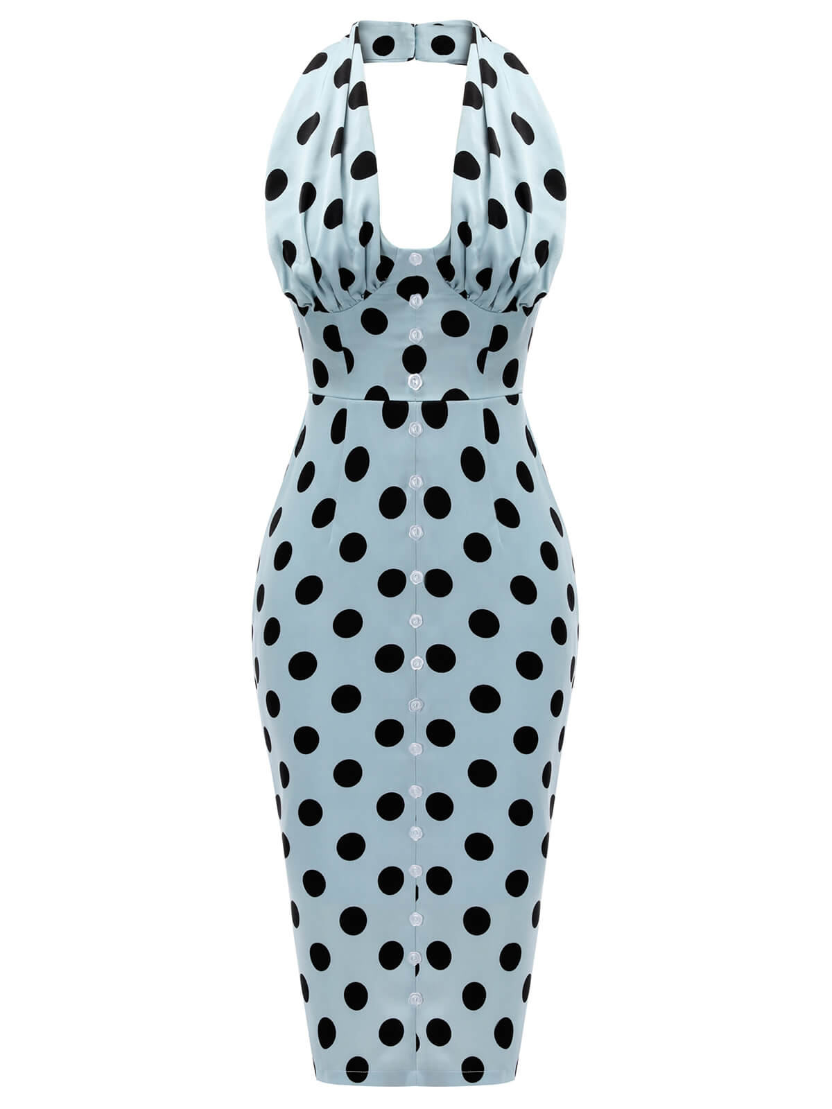 Blue  Polks Dots Pencil Dress