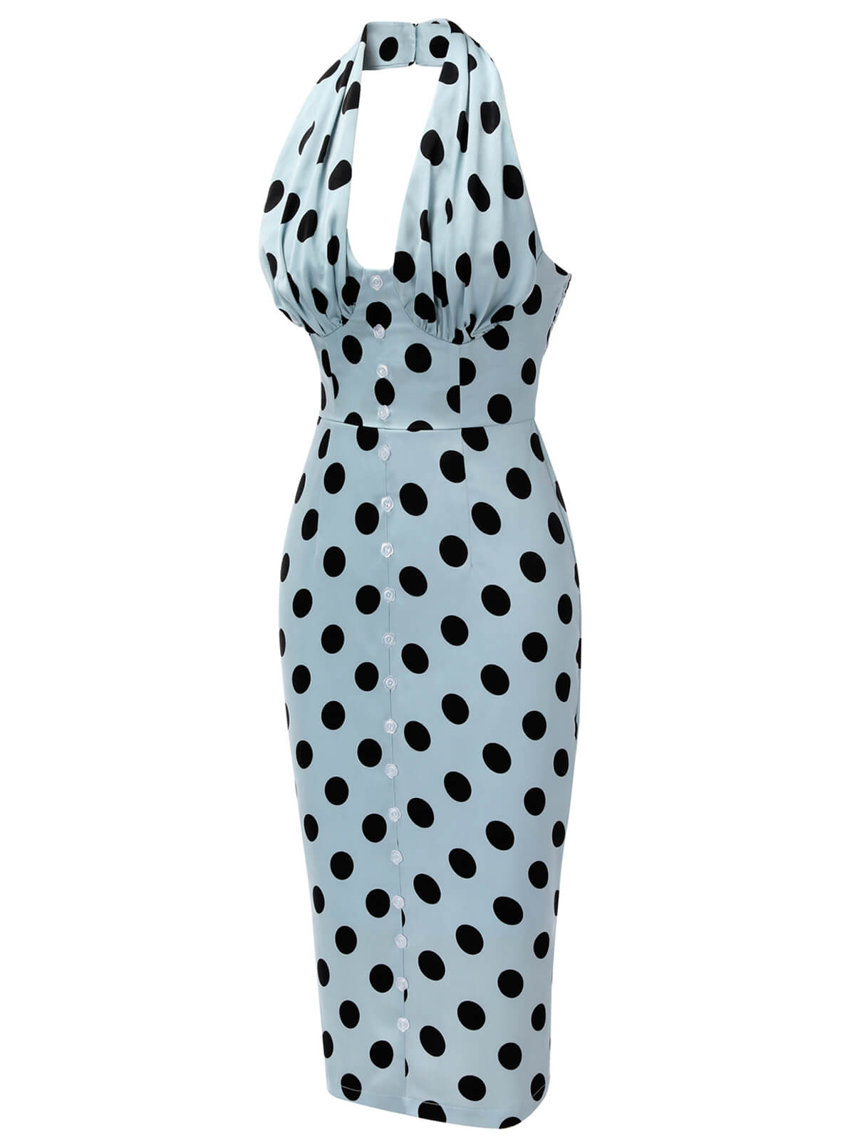 Blue  Polks Dots Pencil Dress