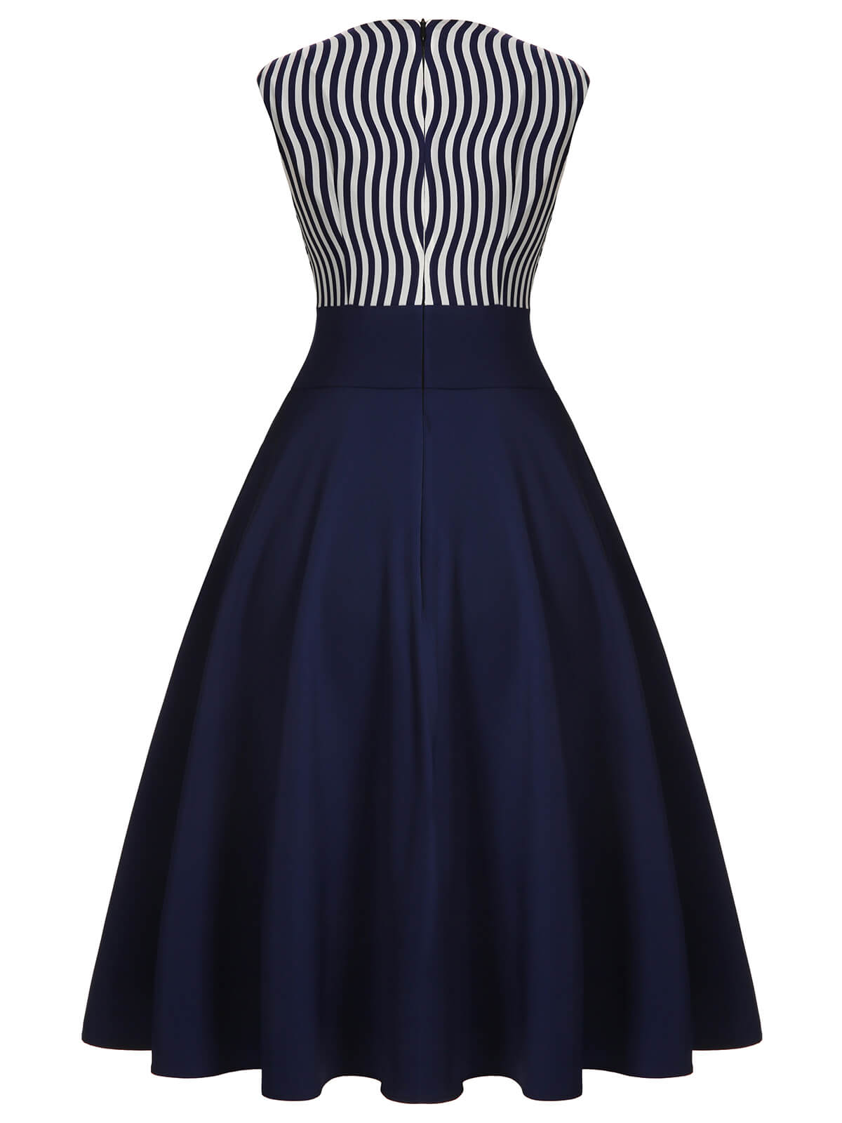 Navy Blue Striped Patchwork Dress