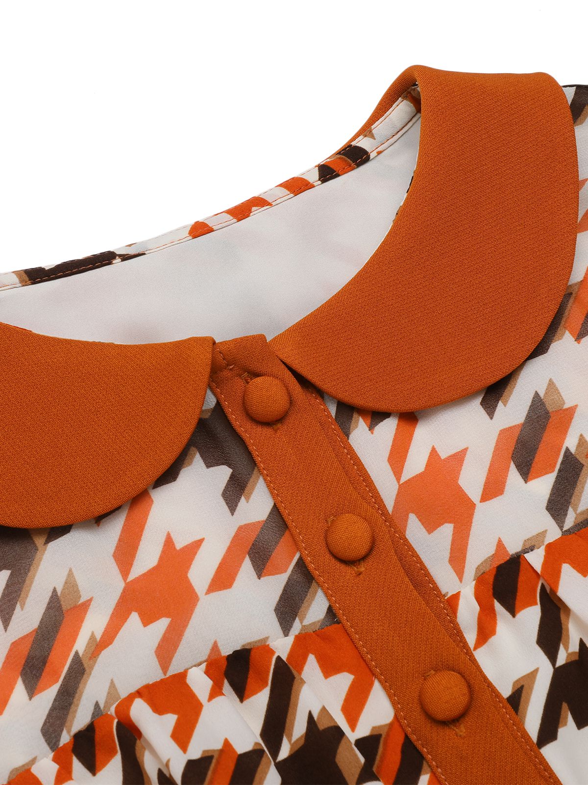 Orange Houndstooth Doll Collar Dress