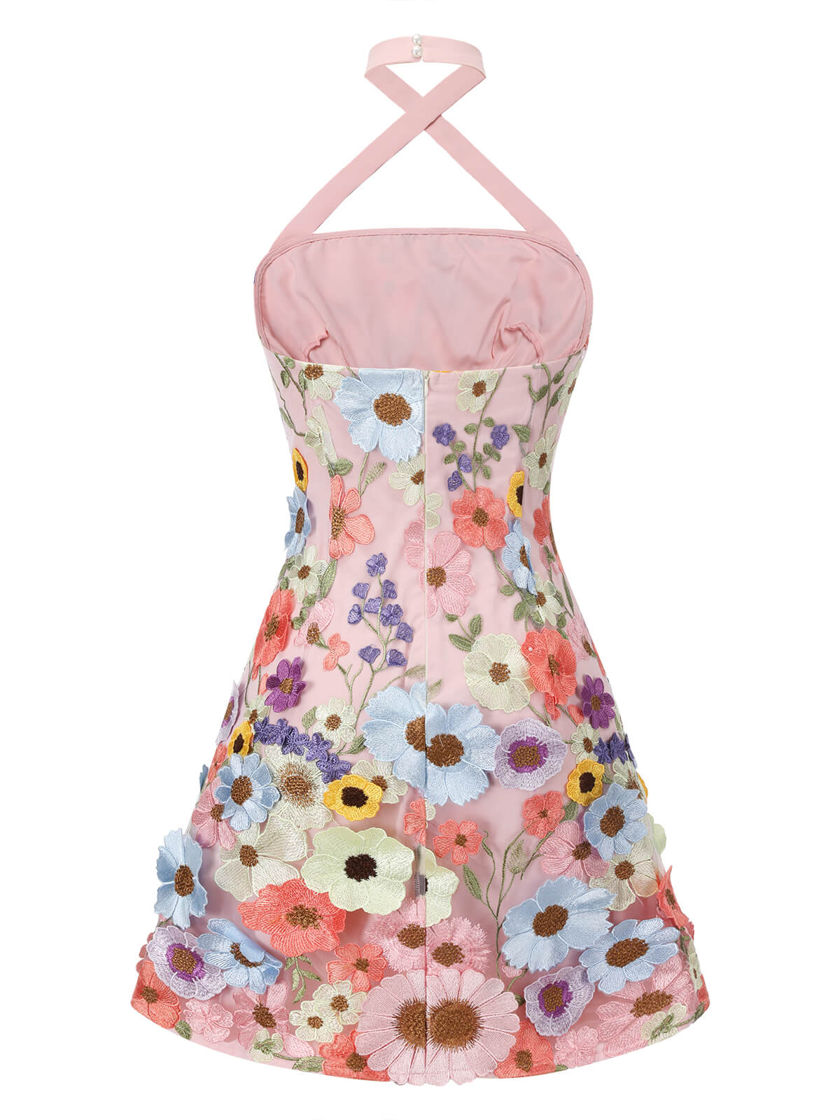 Pale Pink  3D Flower Mini Dress