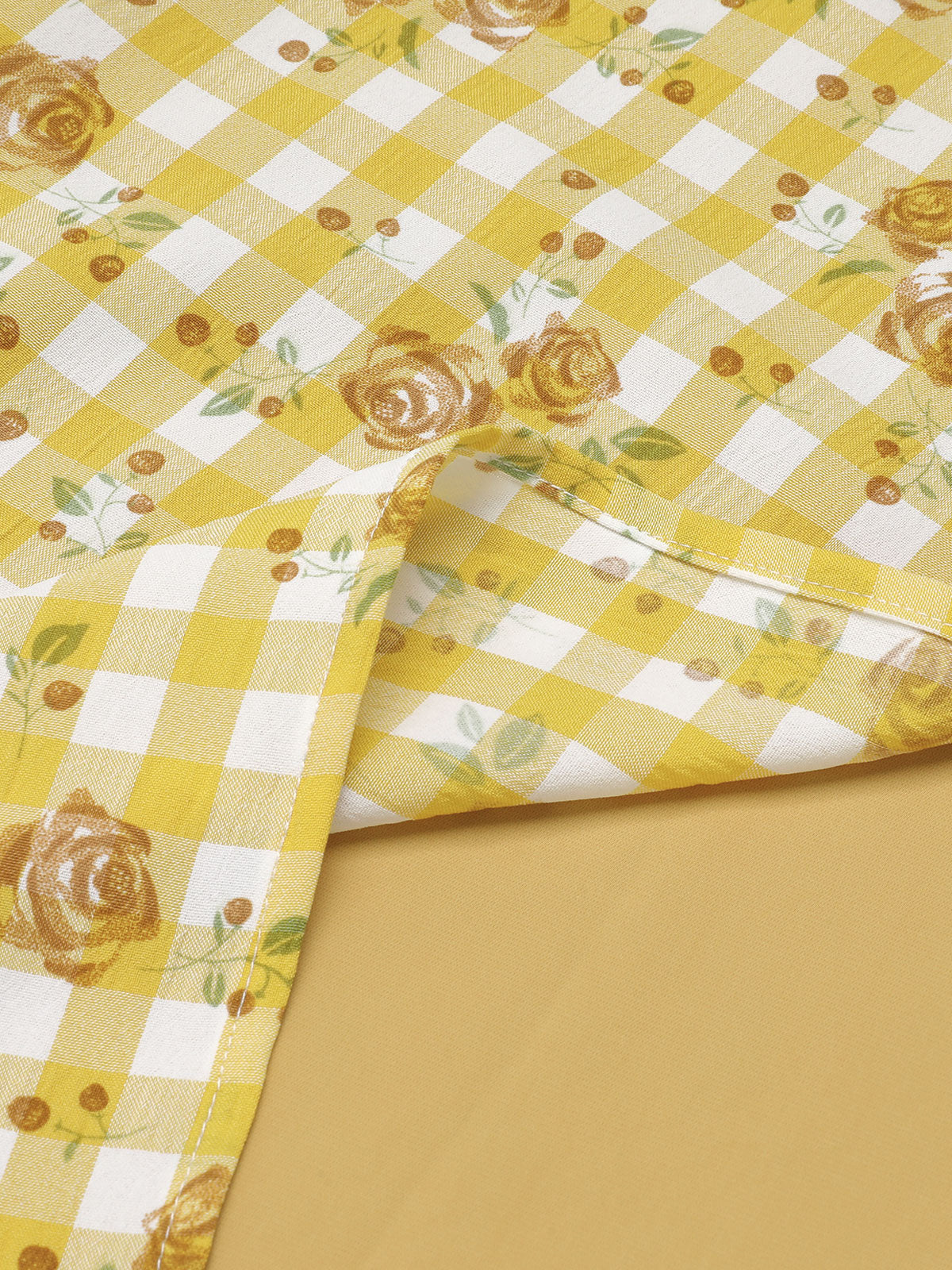 Yellow Plaid Rose Panel Raglan Dress