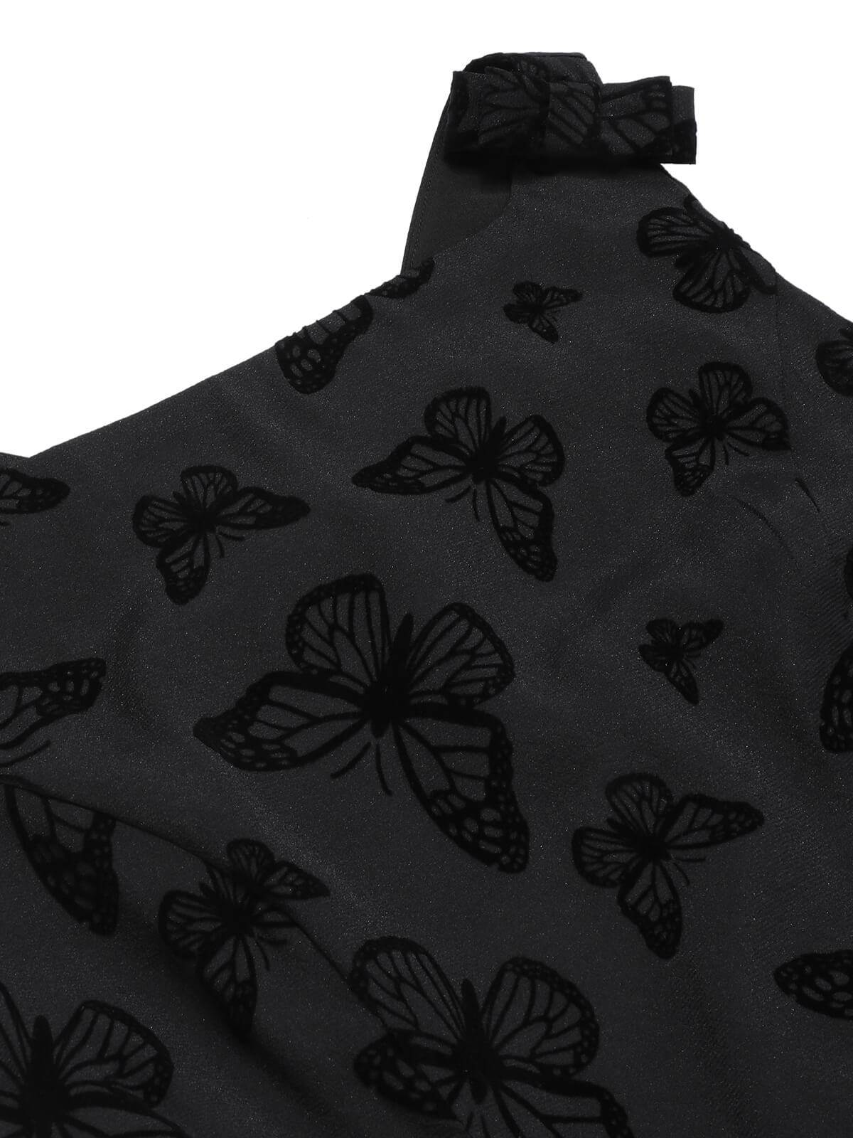 Black Butterfly Flocking Mesh Dress