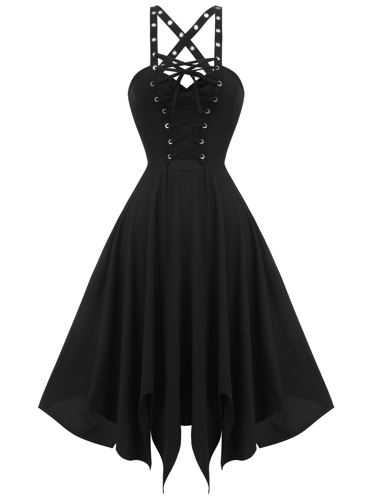 Black Spaghetti Strap Gothic Style Dress