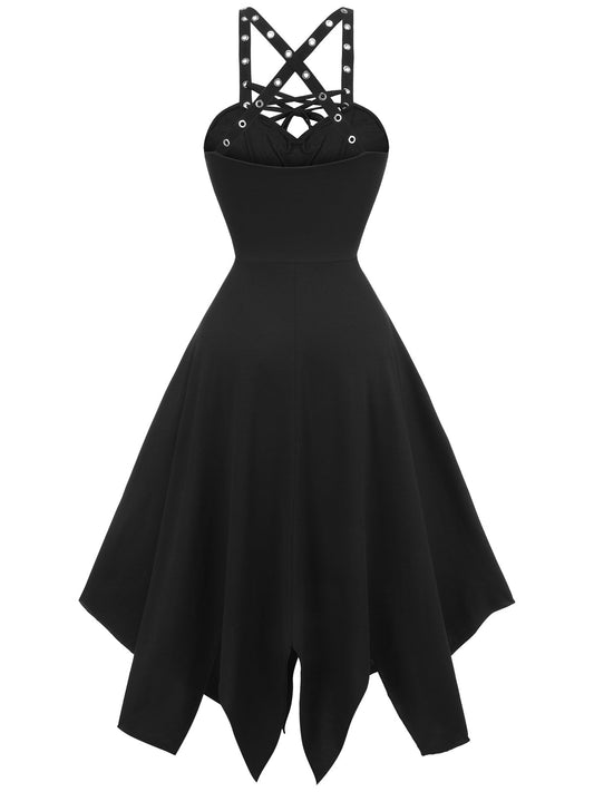 Black Spaghetti Strap Gothic Style Dress