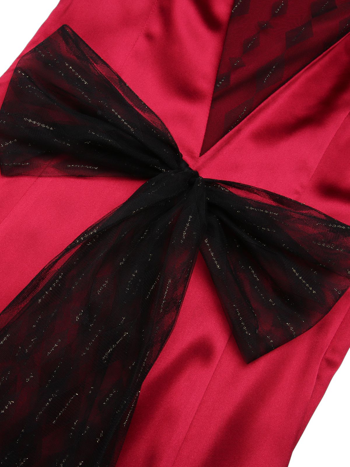 Deep Red Solid Bow Decor Fishtail Dress