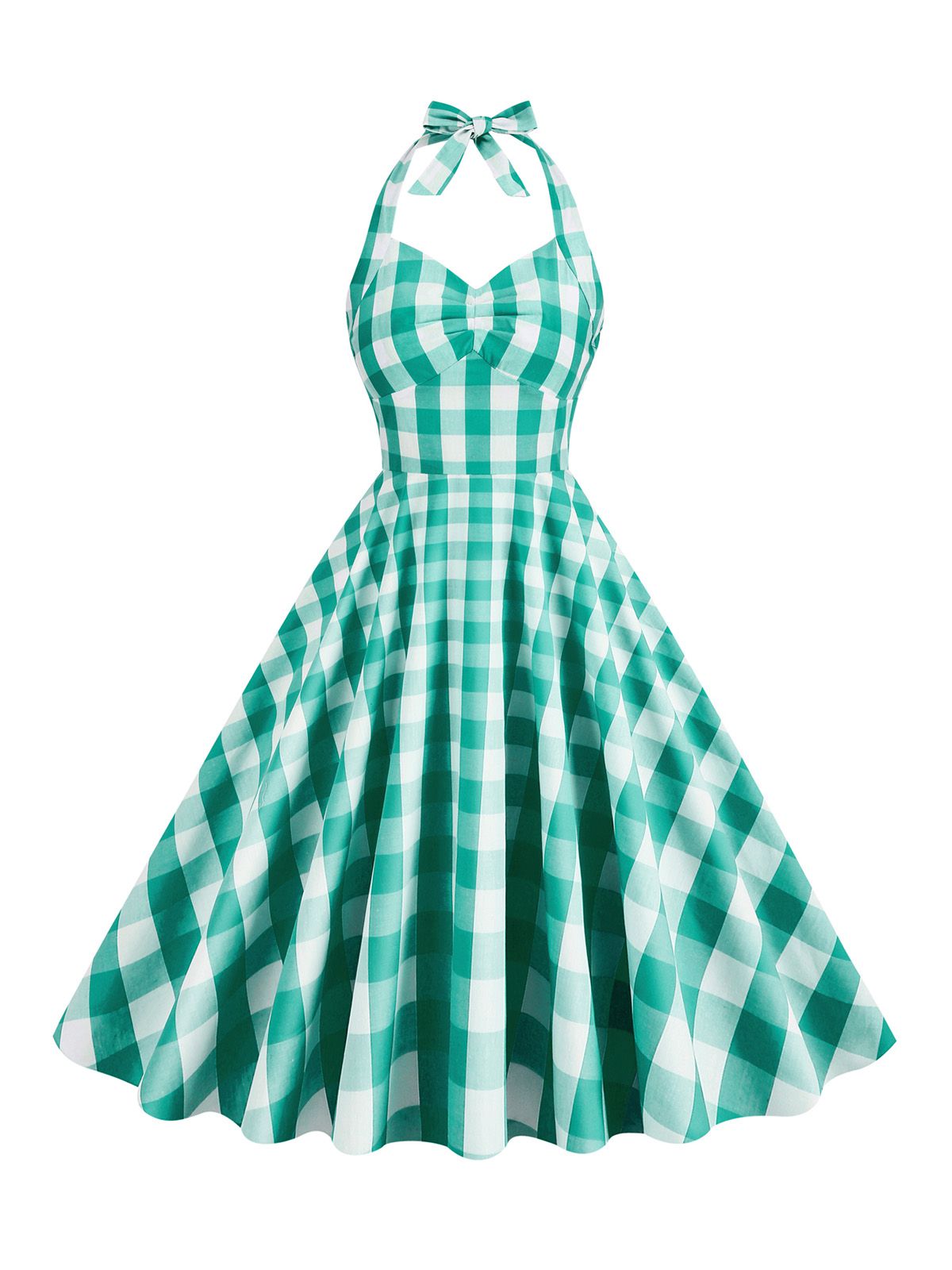 Plaid Halter Swing Dress