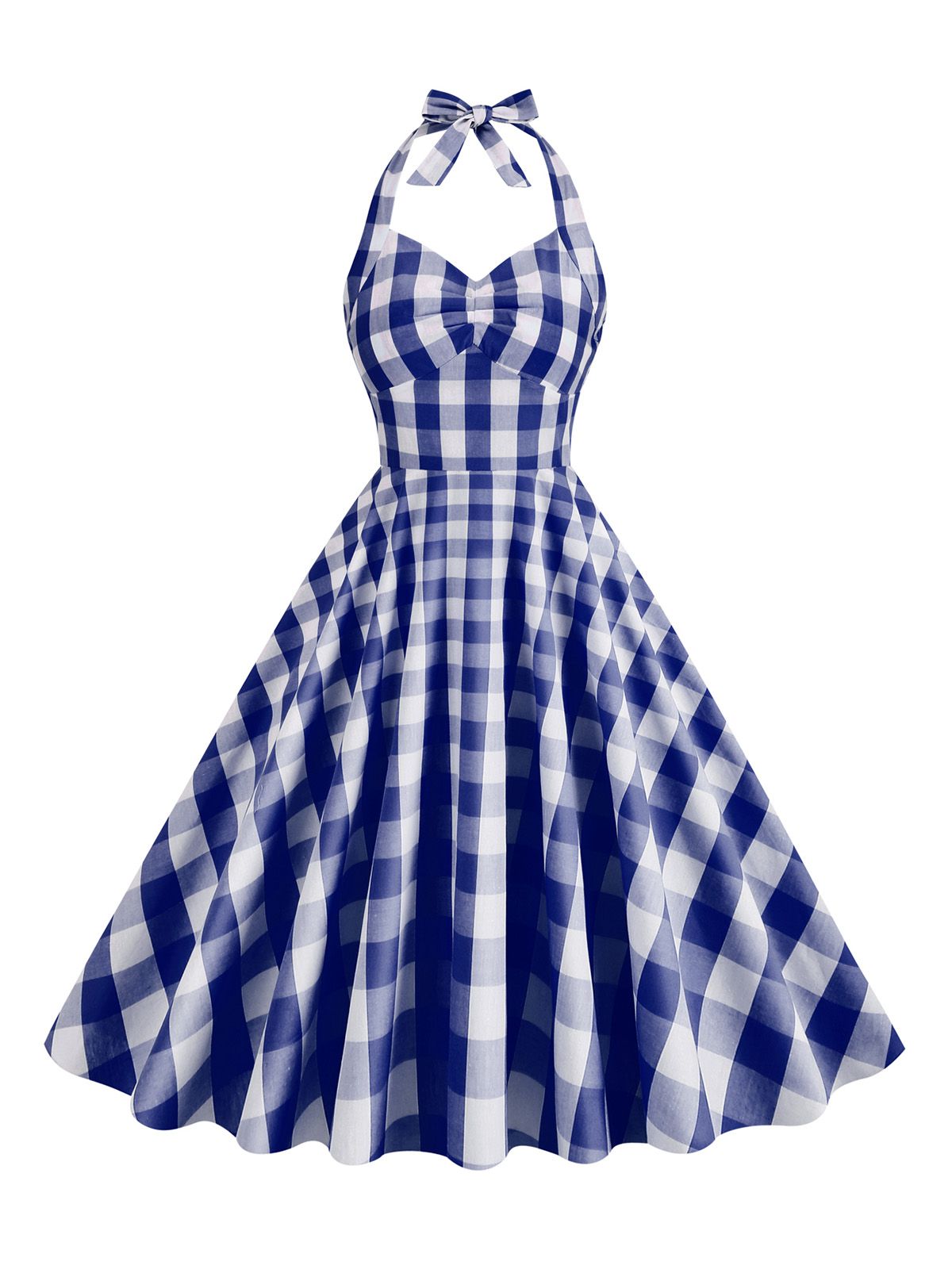 Plaid Halter Swing Dress