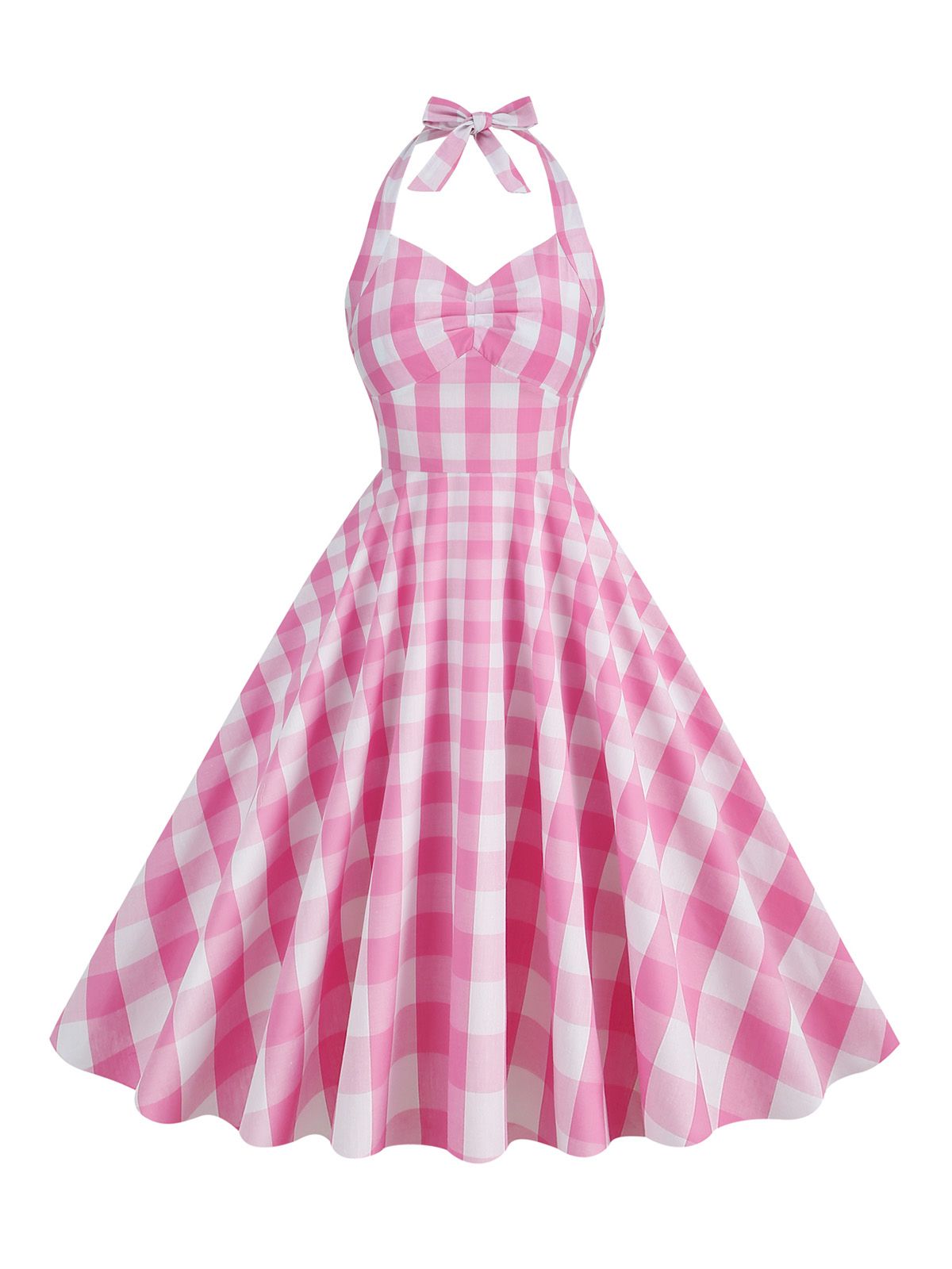 2PCS Parent-child outfit Plaid Halter Swing Dress