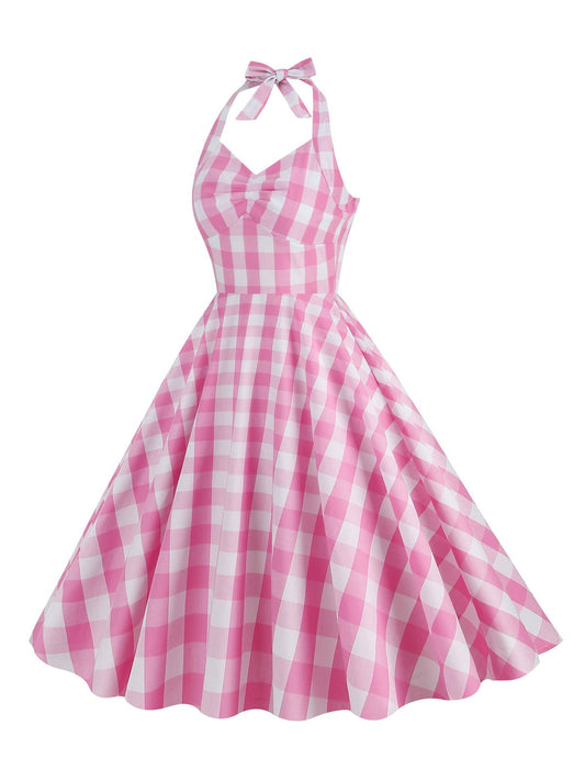 Plaid Halter Swing Dress