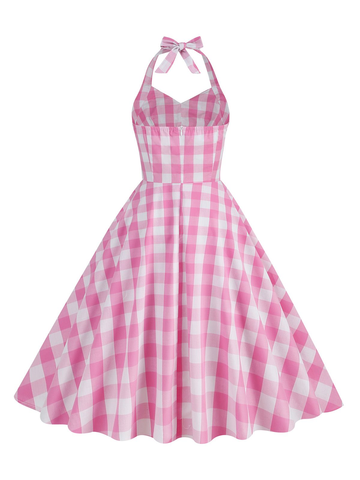 Plaid Halter Swing Dress