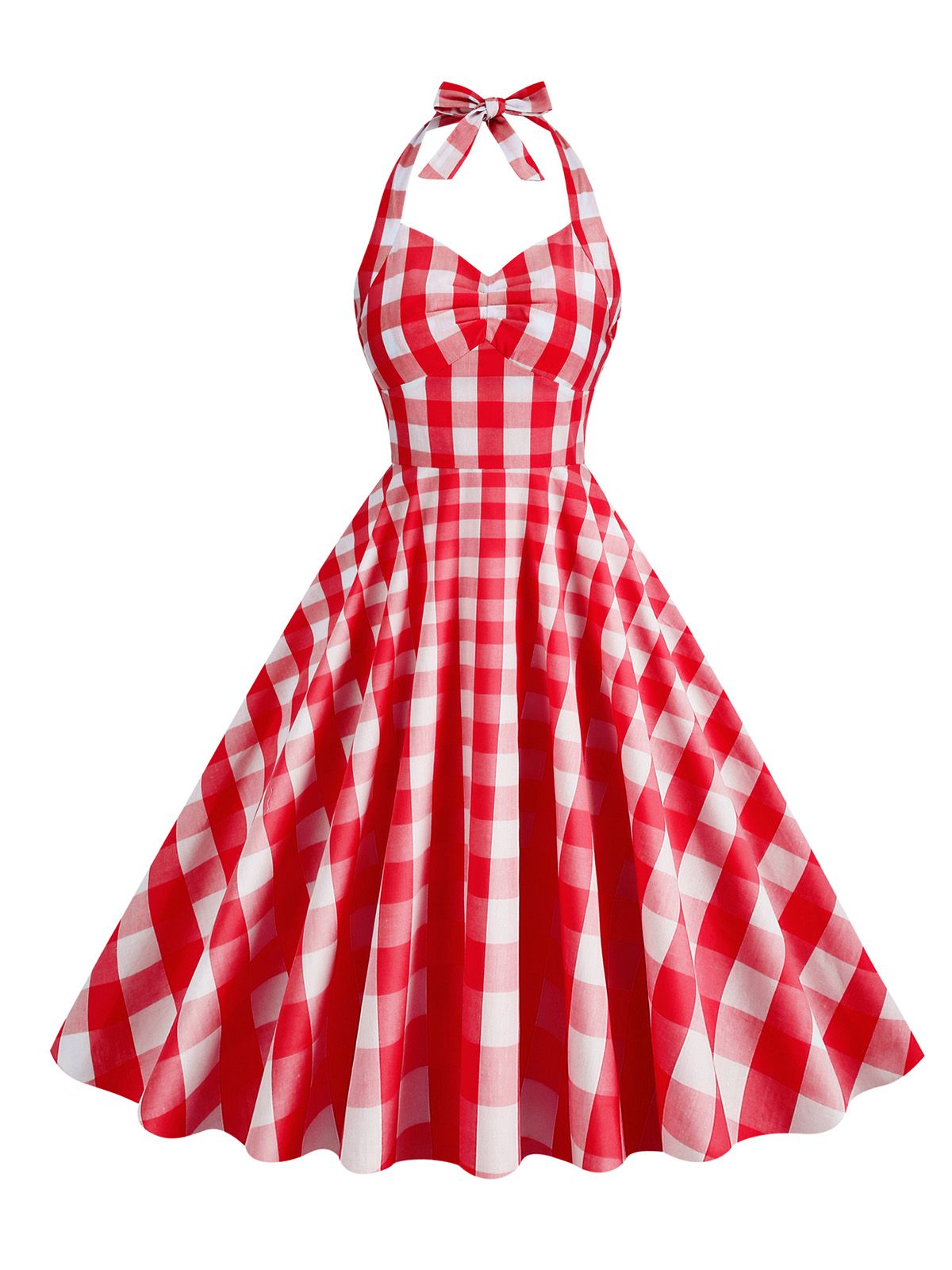 Plaid Halter Swing Dress